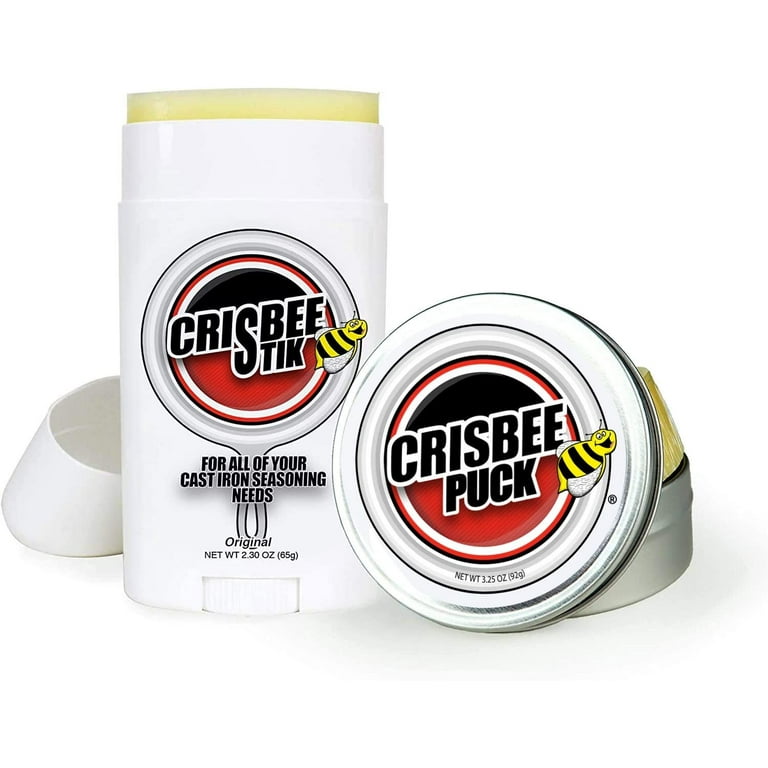 Crisbee Stik & Crisbee Puck Cast Iron and Carbon Steel Seasoning Combo -  Family Made in USA - The Cast Iron Seasoning Oil & Conditioner Preferred by