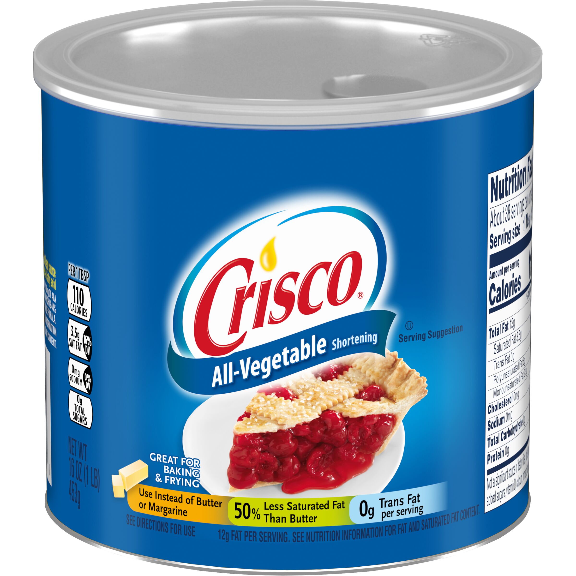 Crisco All Vegetable Shortening, 16 oz Can - image 1 of 3
