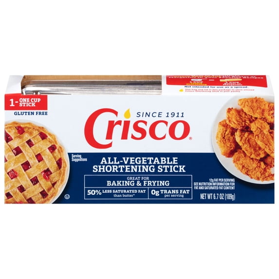 Crisco Regular Shortening Sticks Vegetable 6.7oz