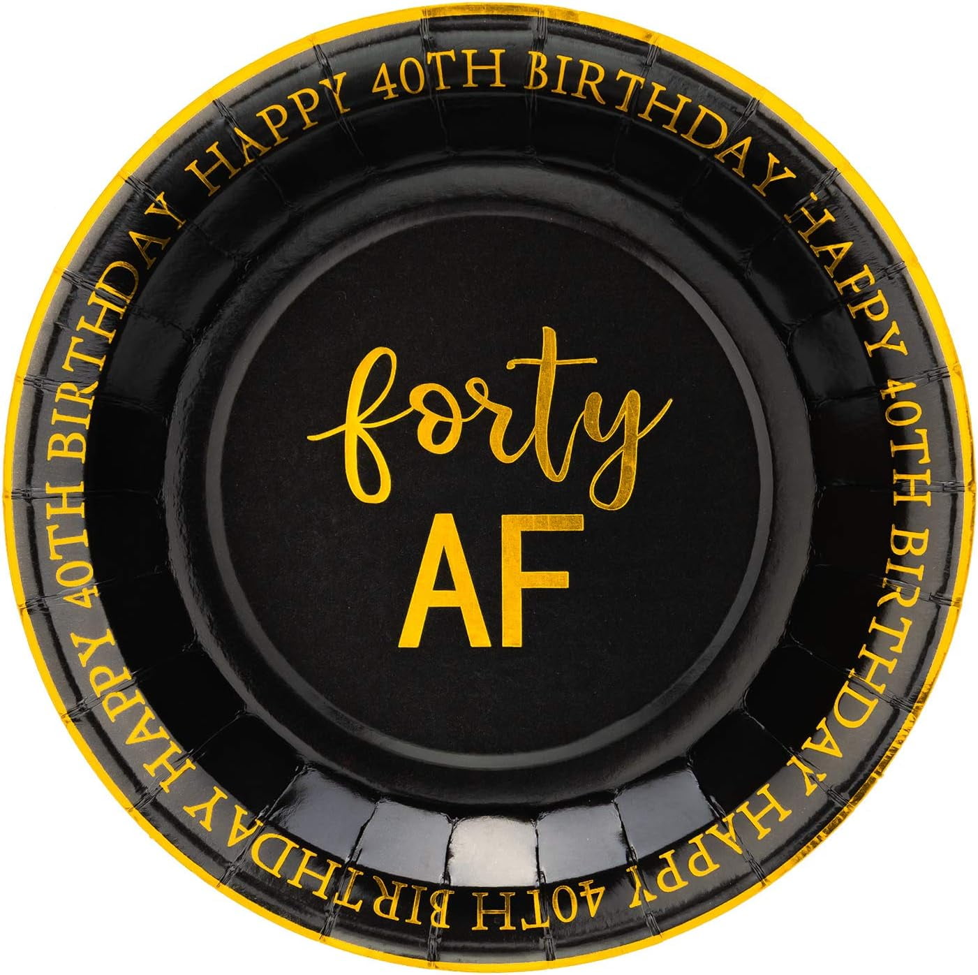 Crisky 40th Birthday Plates Black and Gold Dessert, Buffet, Cake, Lunch
