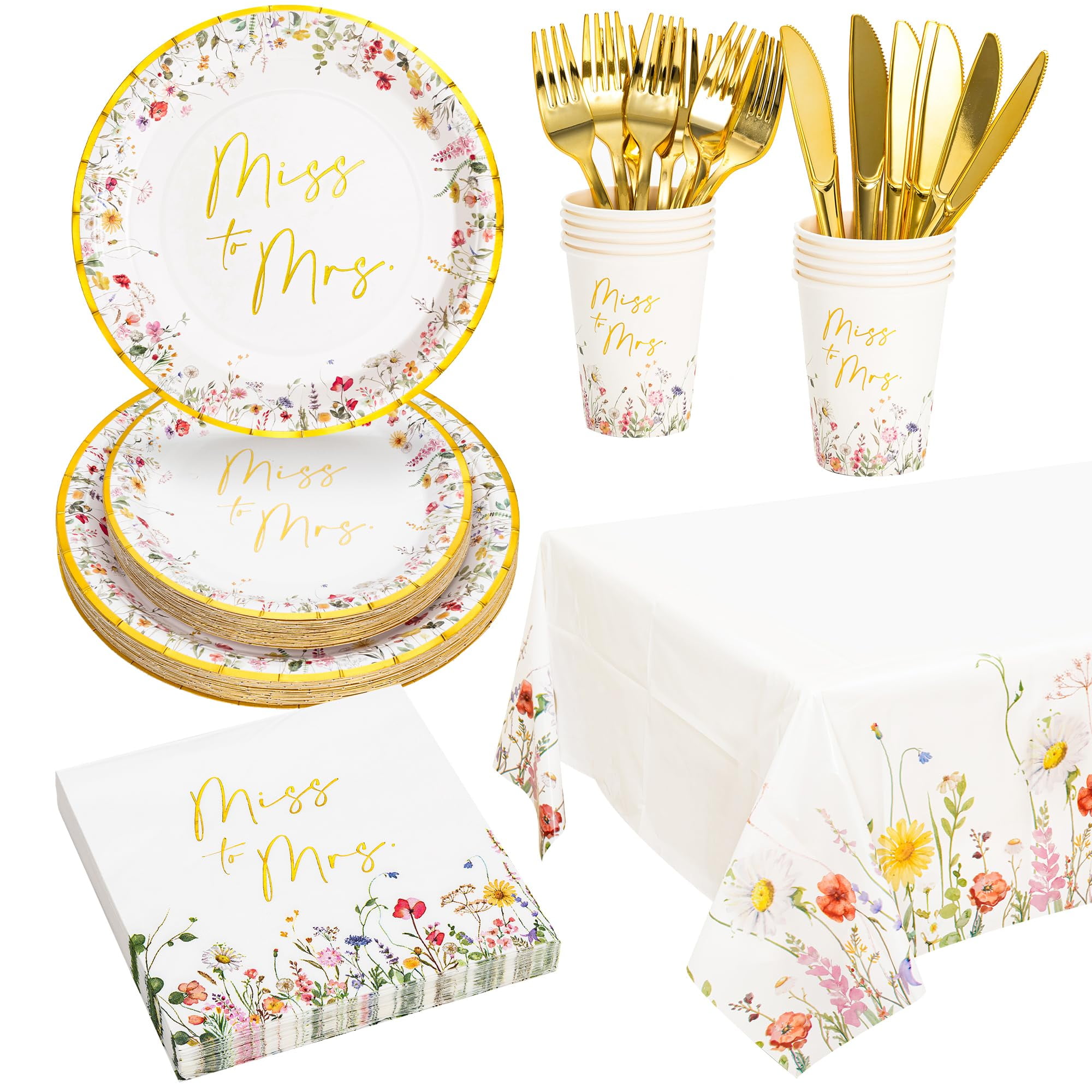 Crisky Bridal ShowerTRDN Plates and Napkins Gold Miss to Floral Crisky Bridal ShowerTRDN Plates and Napkins Gold Miss to Floral