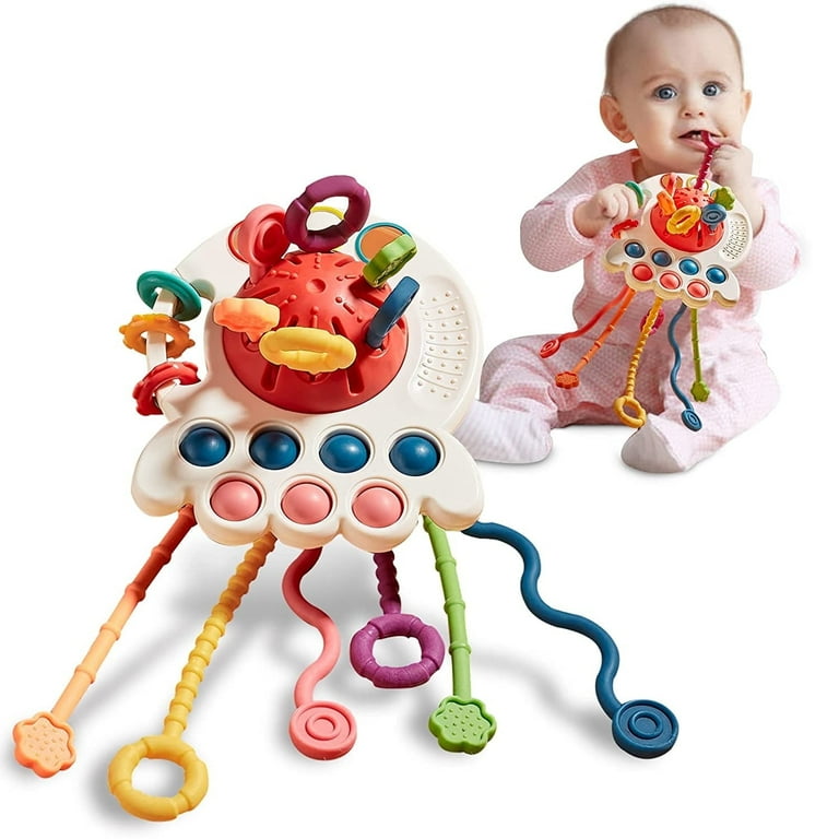 Crislove Baby Sensory Pull String Toy, Montessori Teething Travel