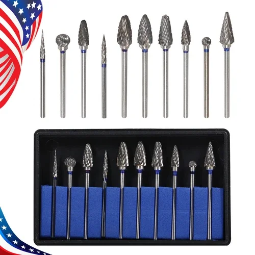 10x Dental Acrylic Polisher Burs - Tungsten Carbide, RA Latch Shank, 2.35x6mm