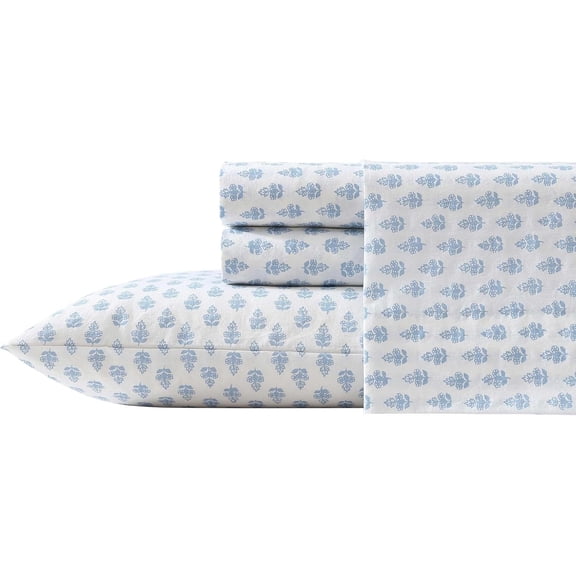 Crisp And Cool Cotton Percale King Sheet Set In Francesca Blue For Comfort