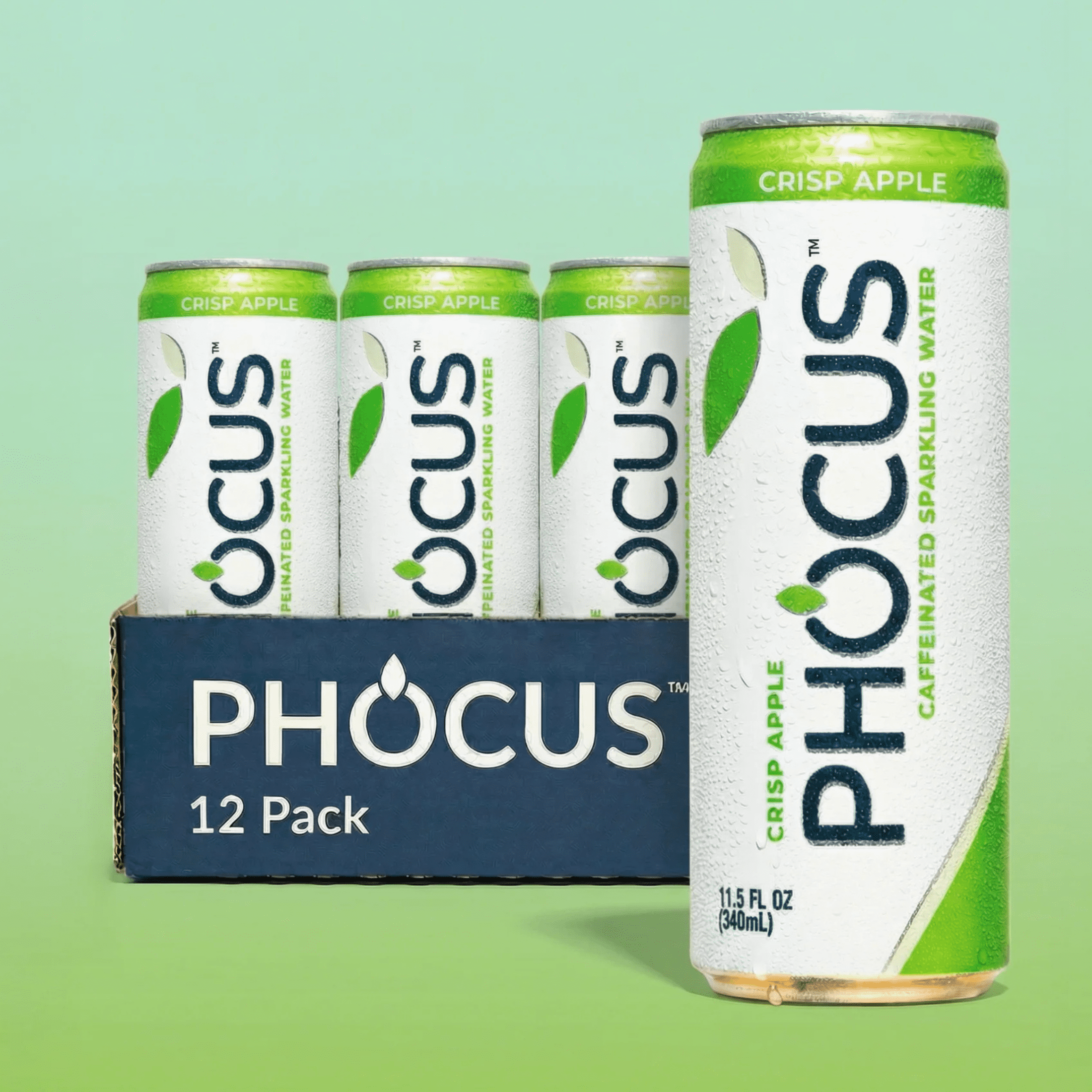 Phocus Caffeinated Sparkling Water Crisp Apple