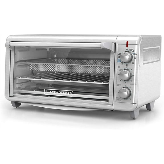 Crisp 'N Bake Air Fry Countertop Convection Toaster Oven, XL Capacity, 8-Slice, 5-in-1, Fits 9 x 13 pan,12 Pizza, 60-Min Timer, Bake, Broil, Air Fry, Toast, Keep Warm, Stainless Steel