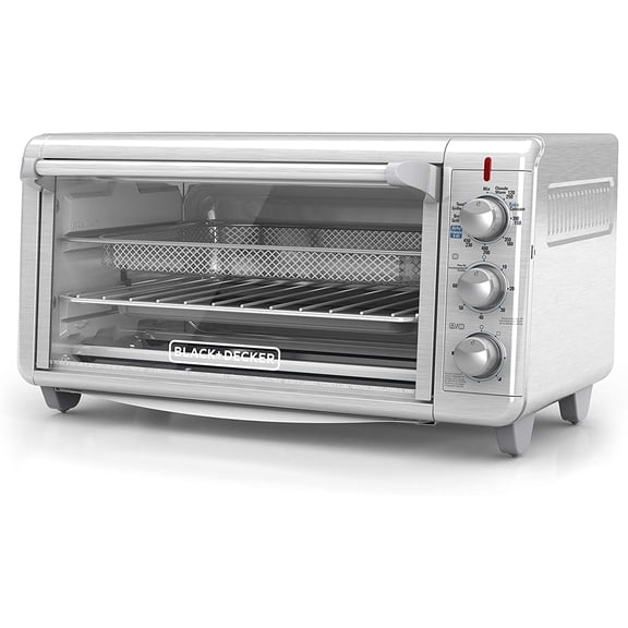 Crisp 'N Bake Air Fry Countertop Convection Toaster Oven, XL Capacity, 8-Slice, 5-in-1, Fits 9 x 13 pan,12 Pizza, 60-Min Timer, Bake, Broil, Air Fry, Toast, Keep Warm, Stainless Steel