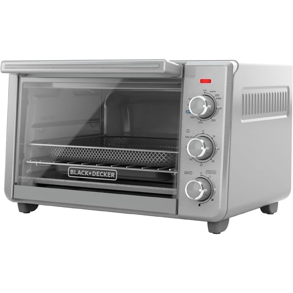 Crisp 'N Bake Air Fryer Countertop Convection Toaster Oven, Large Capacity, 6-Slice, 5-in-1, Fits 12 Pizza, 60-Min Timer, Bake, Broil, Air Fry, Toast, Keep Warm, Stainless Steel