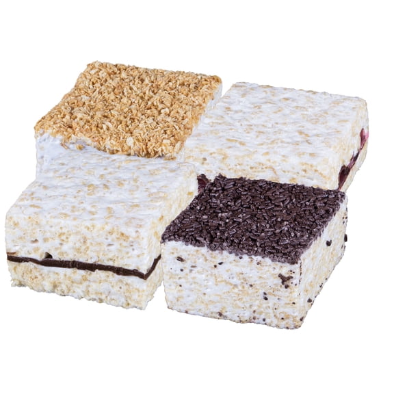 The Crispery Crispycakes Jumbo Size Pack of 12 Individually Wrapped Assorted Flavor Gourmet Marshmallow Rice Crispycakes, always soft and gooey, packed with fresh ingredients. Made in the USA.