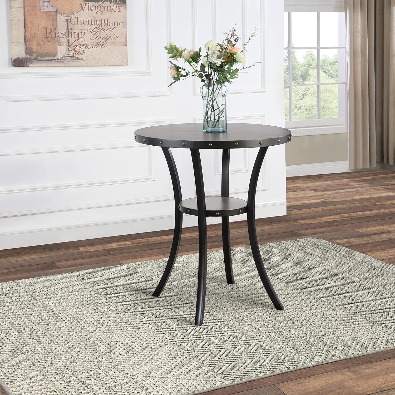 Crispin Solid Wood Round Bar Table, 36Inch, Gray