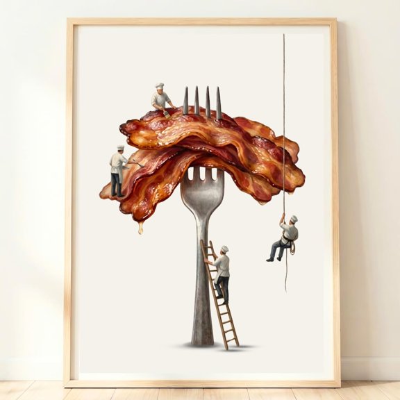 Crispy Bacon Wall Art Breakfast Meat Print Savoury Kitchen Decor Food