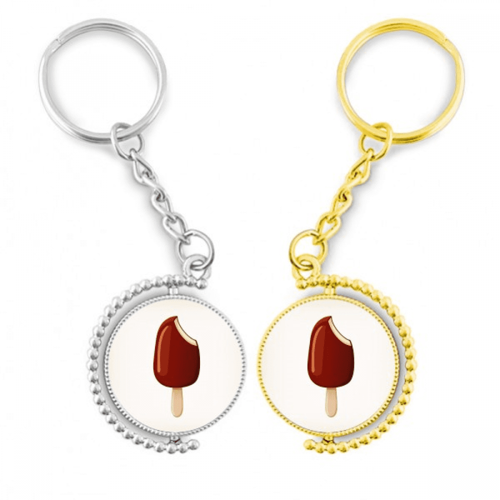 Crispy Chocolate PopsicleSweet Ice Rotating Rotating Key Chain Ring Accessory Couple Keyholder