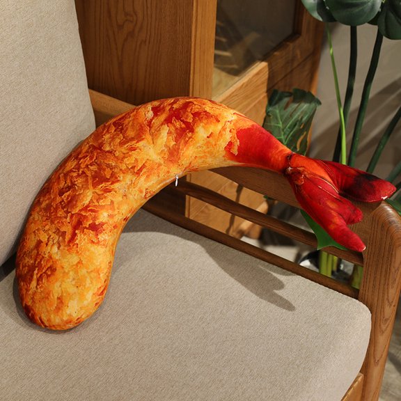 Crispy Fried Shrimp Tails Shaped Pillow Throw Pillow Cushion Plush,Shrimp Toy Throw Pillow Cushion for Home Office Travel,15.7in