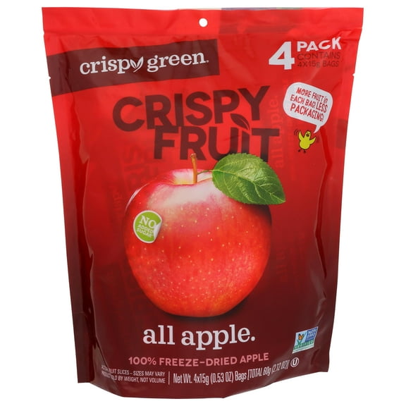 Crispy Green All Apple 100% Freeze-Dried Apple, No Added Sugar, Vegan Friendly, Kosher, Gluten Free & Non-GMO, 2.12 Ounce (Pack of 8)