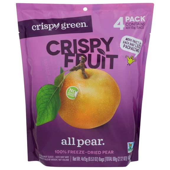 Crispy Green All Pear 100% Freeze-Dried Pear, No Added Sugar, Vegan Friendly, Kosher, Gluten Free & Non-GMO, 2.12 Ounce (Pack of 8)