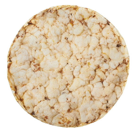 Crispy Round Blanket, Round Diet Rice Cracker Crunchy and Tasty Food Snack Vegetarian Waffle, Cozy Plush for Indoor & Outdoor Use Novelty Gift Idea, 71" Round, Beige Peach Sand Brown, by Ambesonne