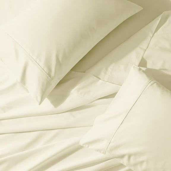 Crispy Soft Split King Adjustable Bed Sheets Abripedic 100% Cotton Percale Sheets - Ivory