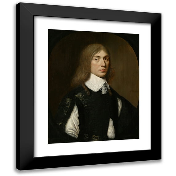 Crispyn Van Den Queborn 12x14 Black Modern Framed Museum Art Print Titled - Portrait of a Young Man (1648)