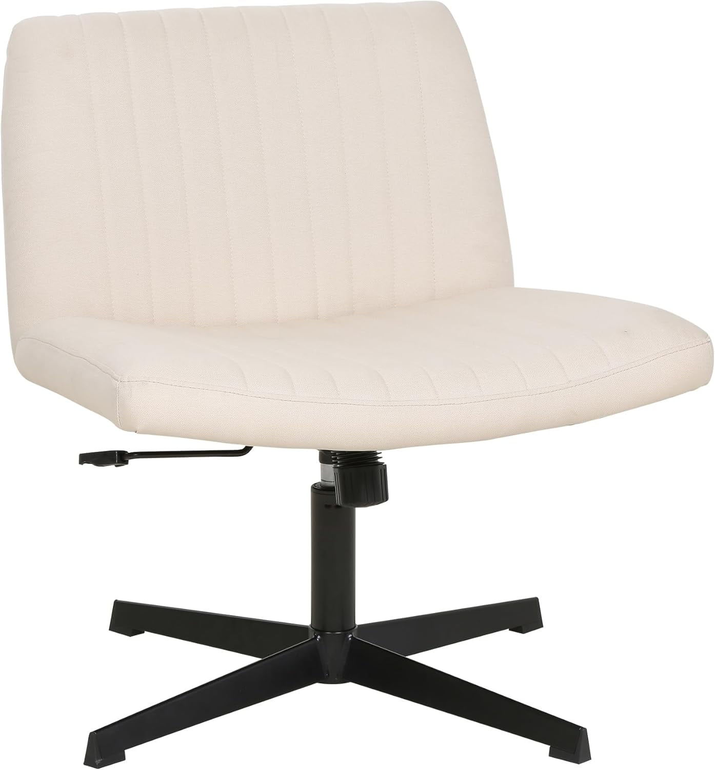 Beige Armless Swivel Office Chair with U-Shaped Back