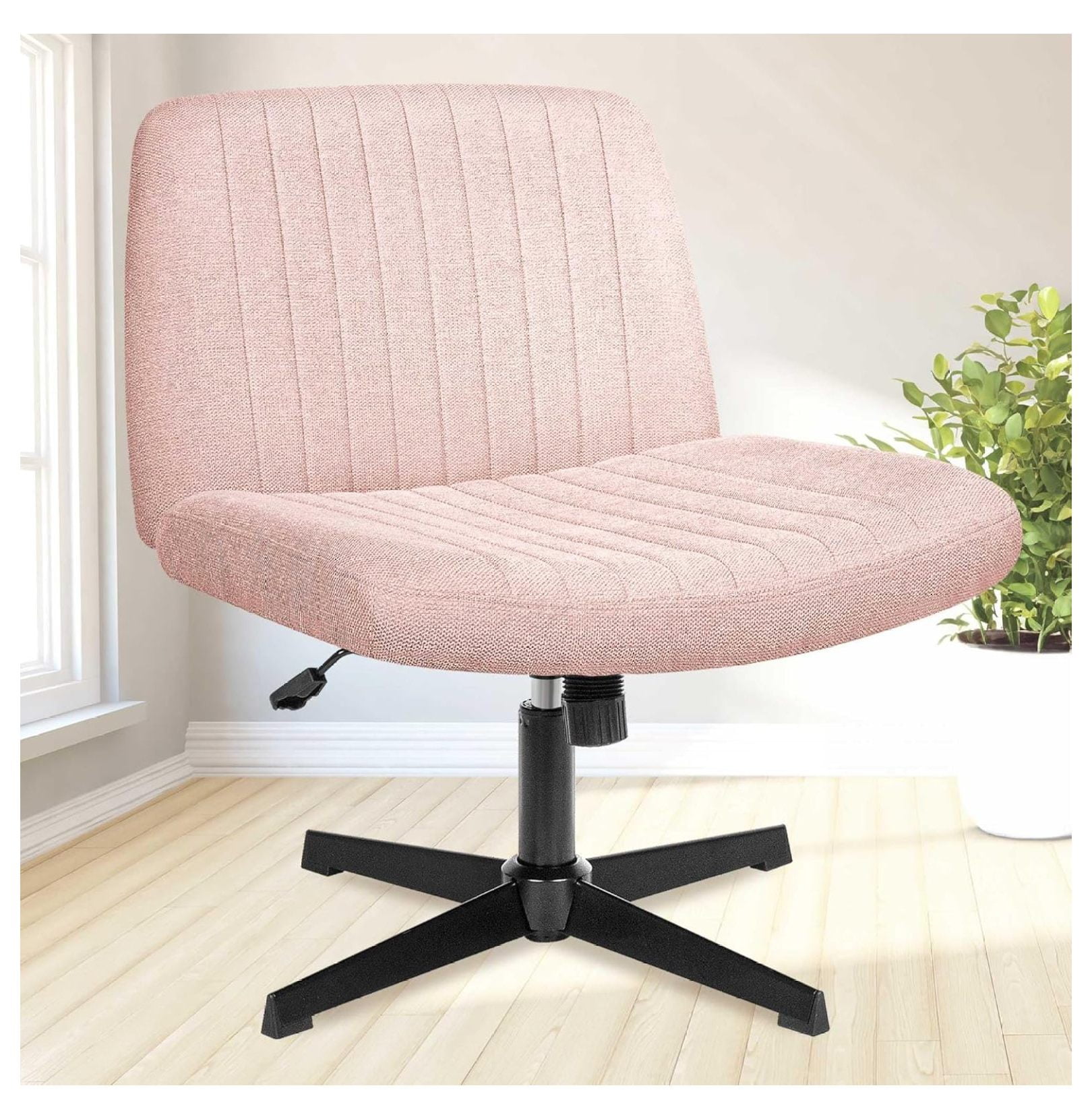 Criss Cross Chair, Armless Legged Office Desk Chair, No Wheels Swivel Modern Ergonomic Vanity