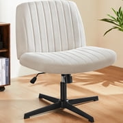 Criss Cross Chair, Cross Legged Office Chair, Wide Comfty Desk Chair, No Wheels Armless Computer Task Chair, Swivel Fabric Vanity Home Chair, Height Adjustable