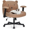 thumbnail image 1 of Criss Cross Chair with Cute Shape, Wide Seat Ergonomic Cross Legged Office Chair with Wheels and Arms, Adjustable  Swivel Desk Chairs for Home Office, Vanity, Apartment, Bedroom, Khaki, 1 of 9