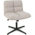 Criss Cross Chair, Faux Fur Armless Cross Legged Office Desk Chair No