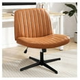 thumbnail image 1 of Criss Cross Chair Legged Office Wide Comfy Desk Seat, No Wheels Armless Computer Task Seating, Swivel Vanity Home Height Adjustable, 1 of 8