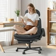 thumbnail image 1 of Criss Cross Chair with Wheels & Flip-up Arms, Executive Office Chair with Foot Rest, Swivel Cross Legged Office Chair with Lumbar Pillow, Corduroy  Computer Desk Chair for Home, Black, 1 of 9