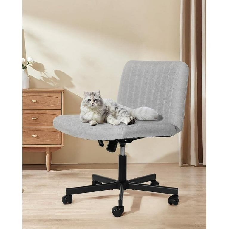 Criss Cross Chair with Wheels Extra Wide Cross Legged Office Desk Chair Plus Size Swivel Vanity Chair Height Agjustable Chair Beige Walmart