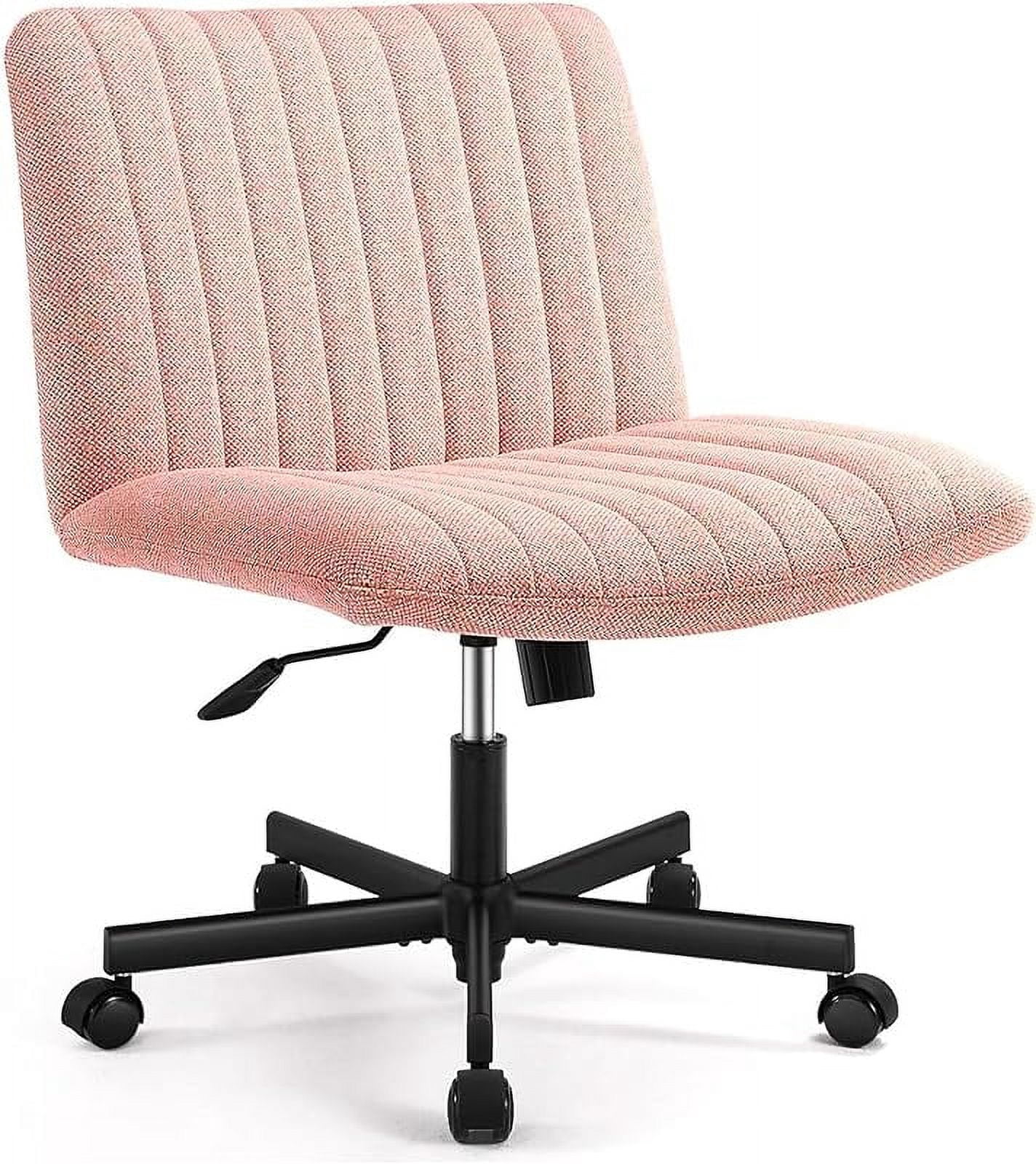 Criss Cross Desk Chair No Wheels, Armless Wide Seat Office Chair, Linen