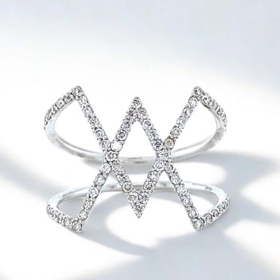 Criss Cross Diamond Ring, 14k Solid Gold, Natural Diamonds, Everyday Wear Jewelry, Ready To Ship, Women's Day Gift