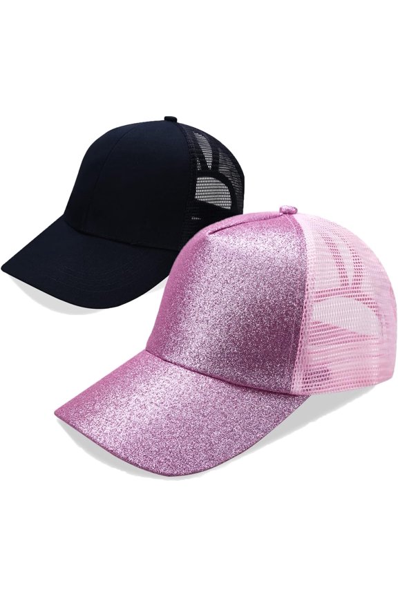 Criss Cross Hat Washed Distressed Baseball Cap Ponytail Hat High Messy Bun Ponycap for Women