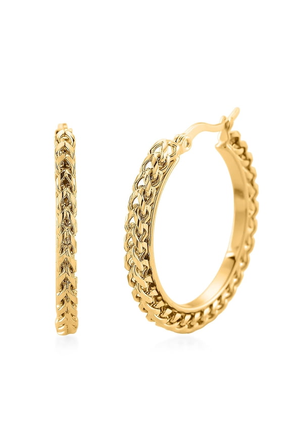 Criss Cross Hoop Earrings in ION Plated Yellow Gold Stainless Steel Christmas Gifts