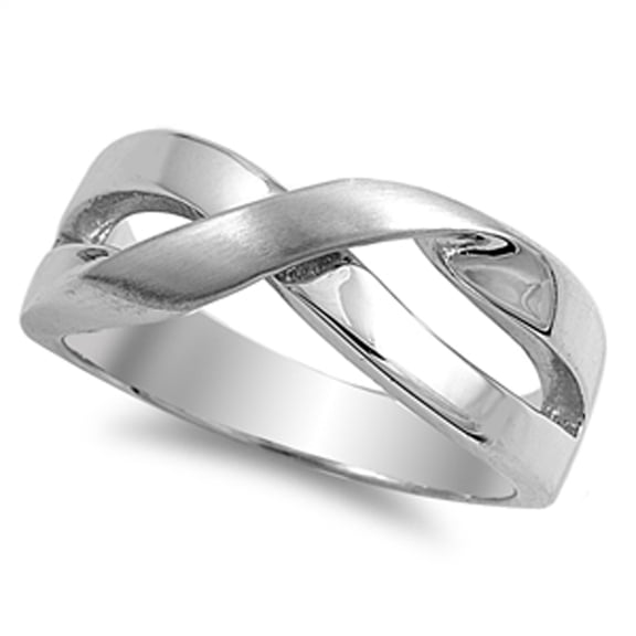 Criss Cross Infinity Knot Ribbon Ring .925 Sterling Silver Band Jewelry Female Male Unisex Size 9