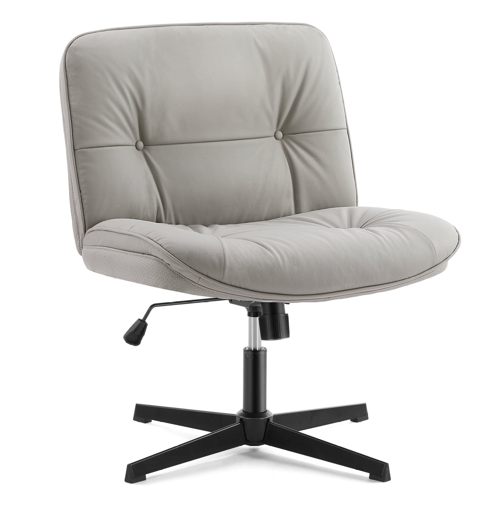 OLIXIS Criss Cross Leg Chair - PU Leather, Adjustable Height, 360 Swivel, No Wheels