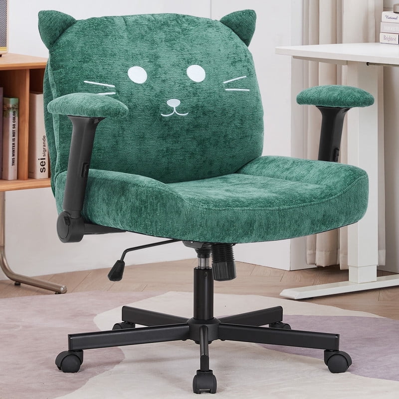 Criss Cross Legged Chair with Wheels and Flip-up Arms, Ergonomic Wide Seat Computer Desk Chair, Comfortable Home Office Computer Chair 300lbs