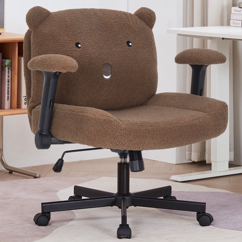 Criss Cross Legged Chair with Wheels and Flip-up Arms, Ergonomic Wide Seat Computer Desk Chair, Comfortable Home Office Computer Chair 300lbs