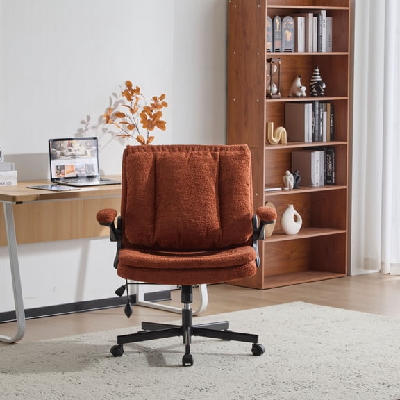 inQ Boutique Adult Towel-Texture Breathable Upholstery Office Chairs with Flip-Up Back and Dynamic Airbag Lumbar Support, Orange