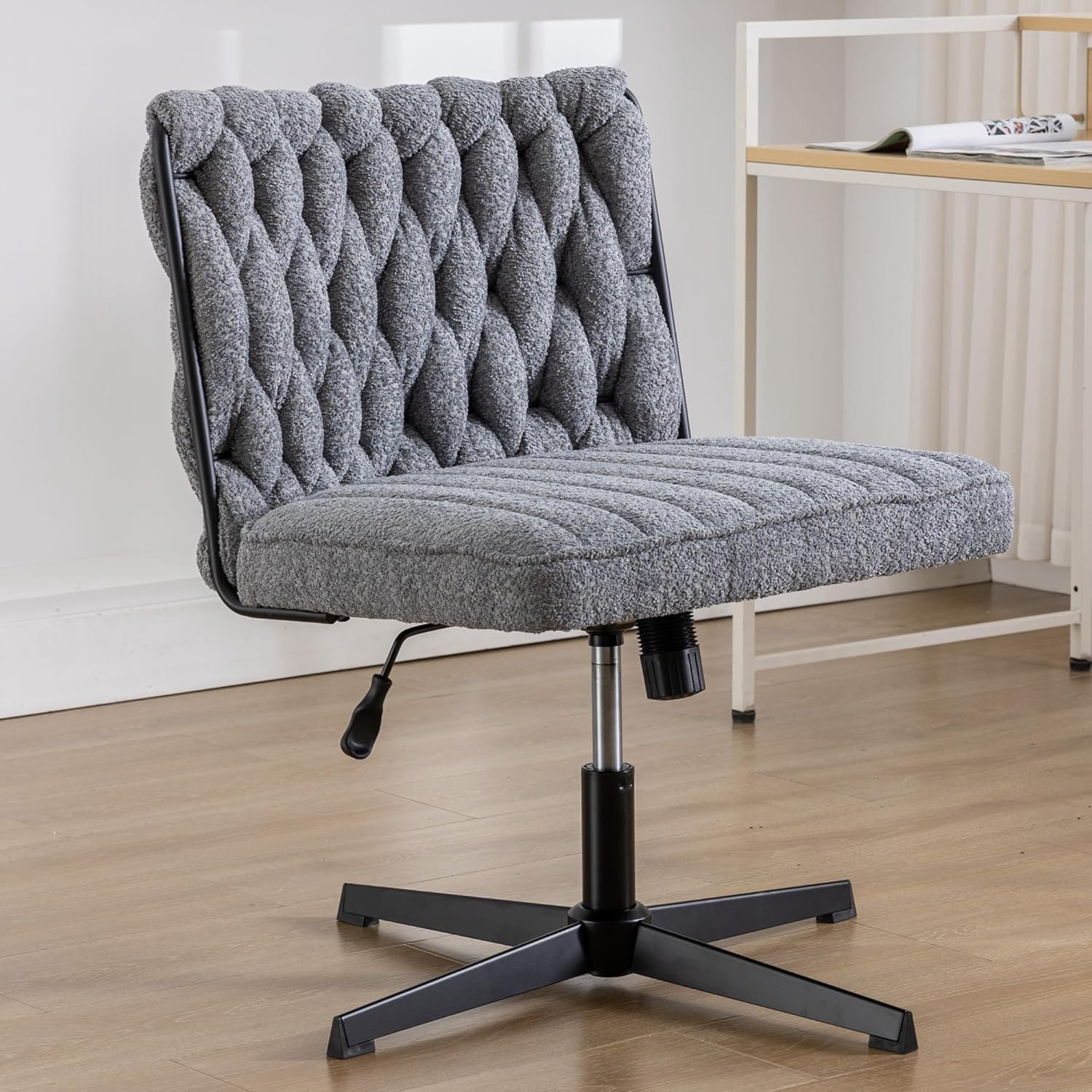 Criss Cross Legged Office Chair No Wheels Armless Swivel Desk Chair