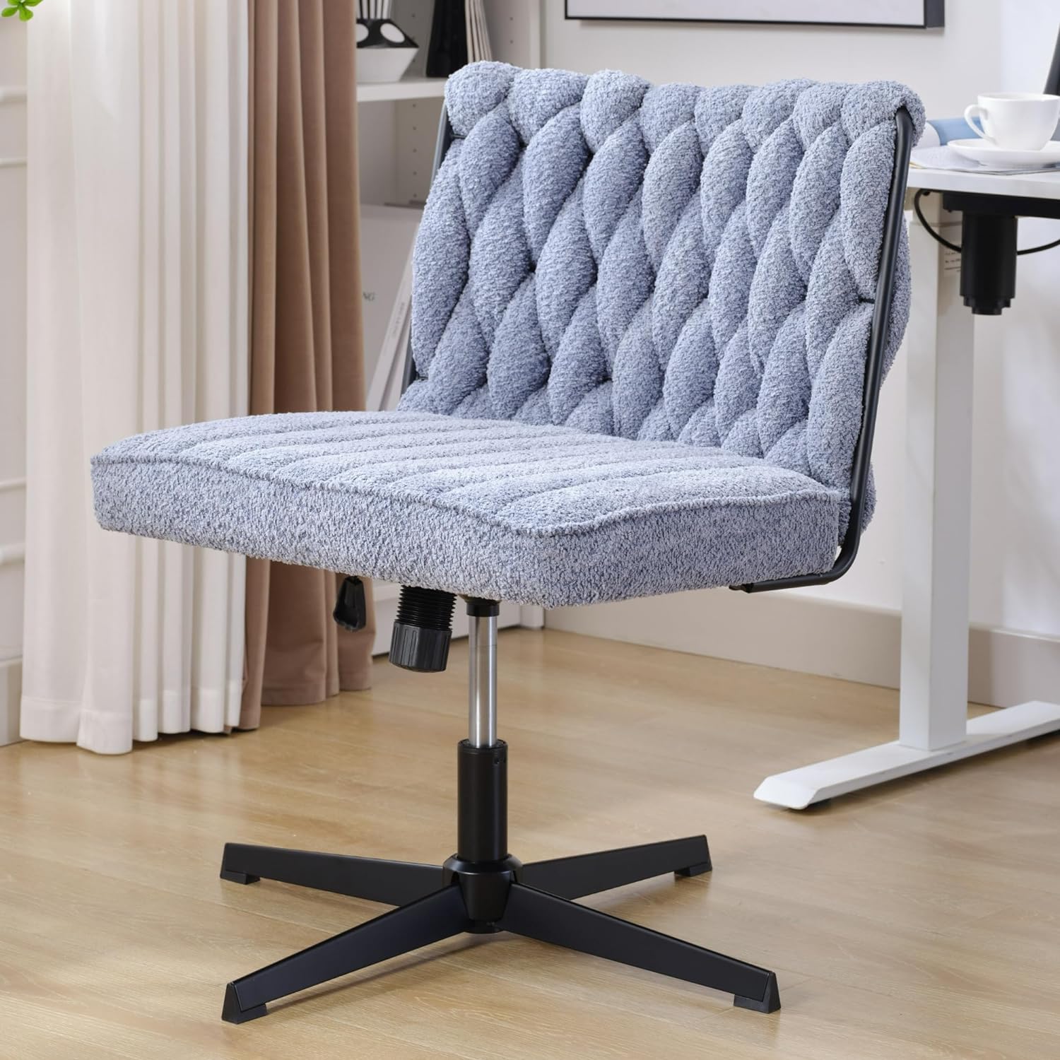 Criss Cross Legged Office Chair No Wheels Armless Swivel Desk Chair