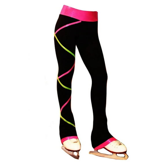 Criss Cross Poly Spandex Ice Skating Pants Pink/Lime XP111