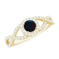thumbnail image 1 of Rosec Jewels Natural Black Opal Engagement Ring with Diamond - Designer Ring for Women - AAA Quality - with Jewelry Box, 18K Yellow Gold, US 11.50, 1 of 9