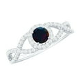 thumbnail image 1 of Rosec Jewels Natural Black Opal Engagement Ring with Diamond - Designer Ring for Women - AAA Quality - with Jewelry Box, 925 Sterling Silver, US 12.00, 1 of 10