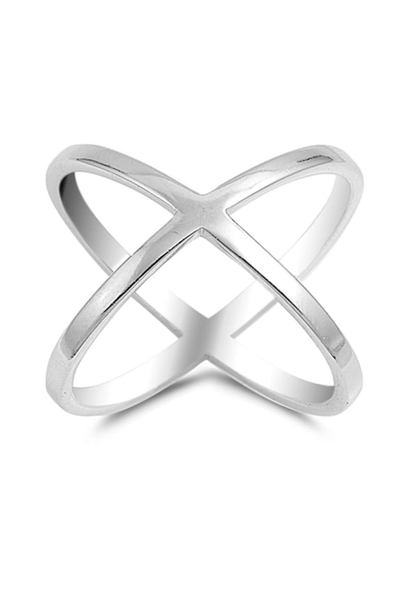 Criss Cross Shiny Ring .925 Sterling Silver Band Jewelry Female Male Unisex Size 6