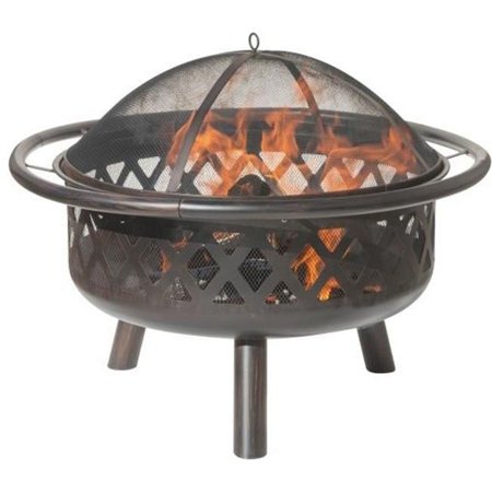 Criss Cross Style Wood Burning Fire Pit with 29 in. Dia. Fire Bowl & 9 in. Clearance, Bronze