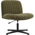 thumbnail image 1 of Criss Cross Velvet Armless Wide Office Chair - No Wheels, Cross Legged with Adjustable Height, Wide Seat, Desk Chair for Home, Office, Bedroom (Green), 1 of 7