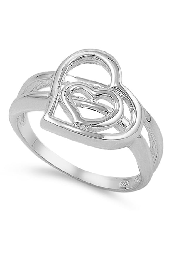 Criss Cross Wave Forever Love Heart Ring 925 Sterling Silver Band Jewelry Female Male Unisex Size 5