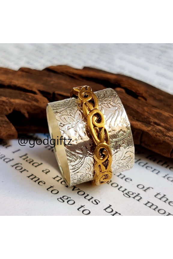 CrissCross Spinner Ring, Anxiety Ring, Fidget Ring, Boho Ring, Thumb Ring, Worry Ring, 925 Silver Ring, Copper Spinning Ring, Stackable Ring