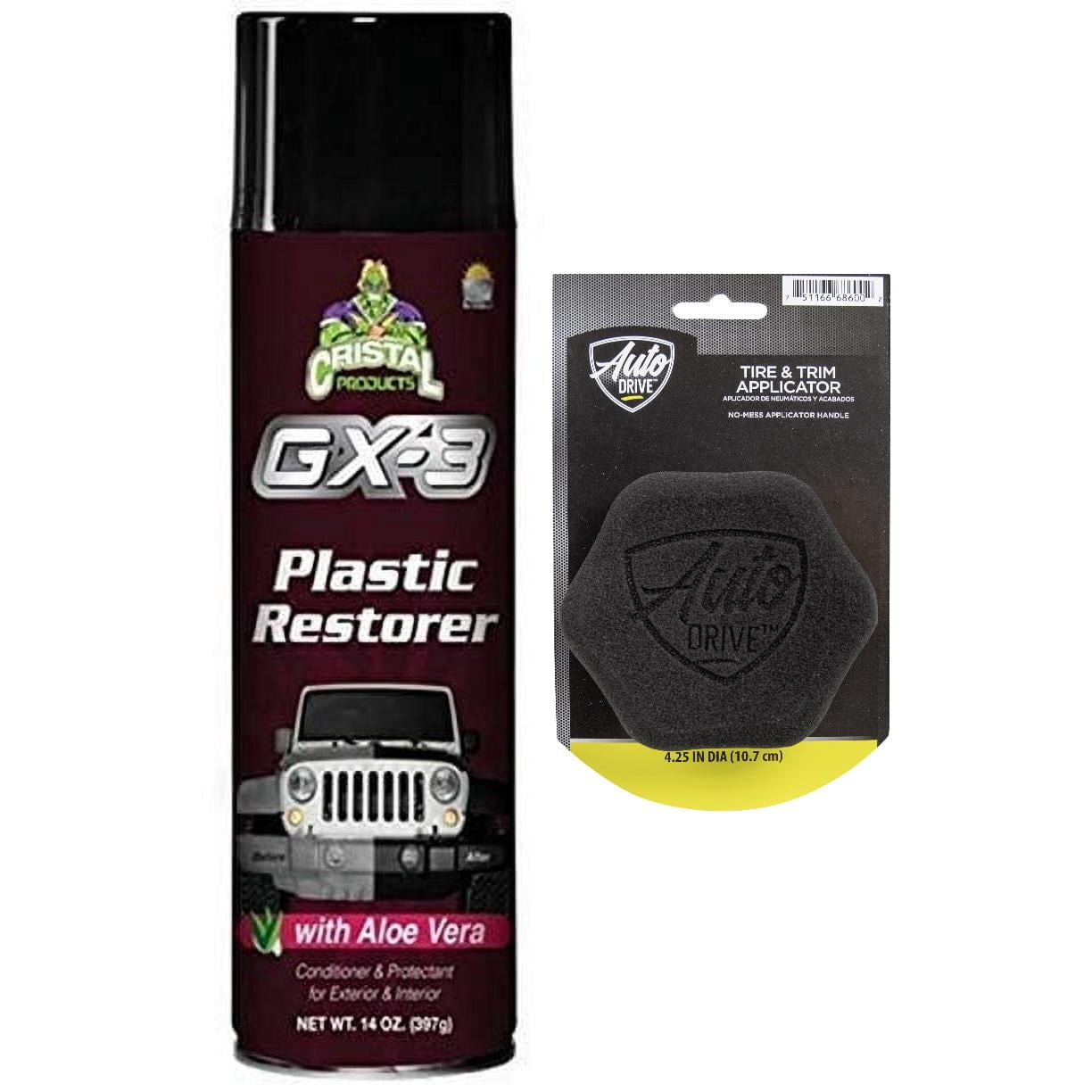 Cristal Products GX-3 Plastic Restorer with Auto Drive Hex Grip Applicator Pad Bundle